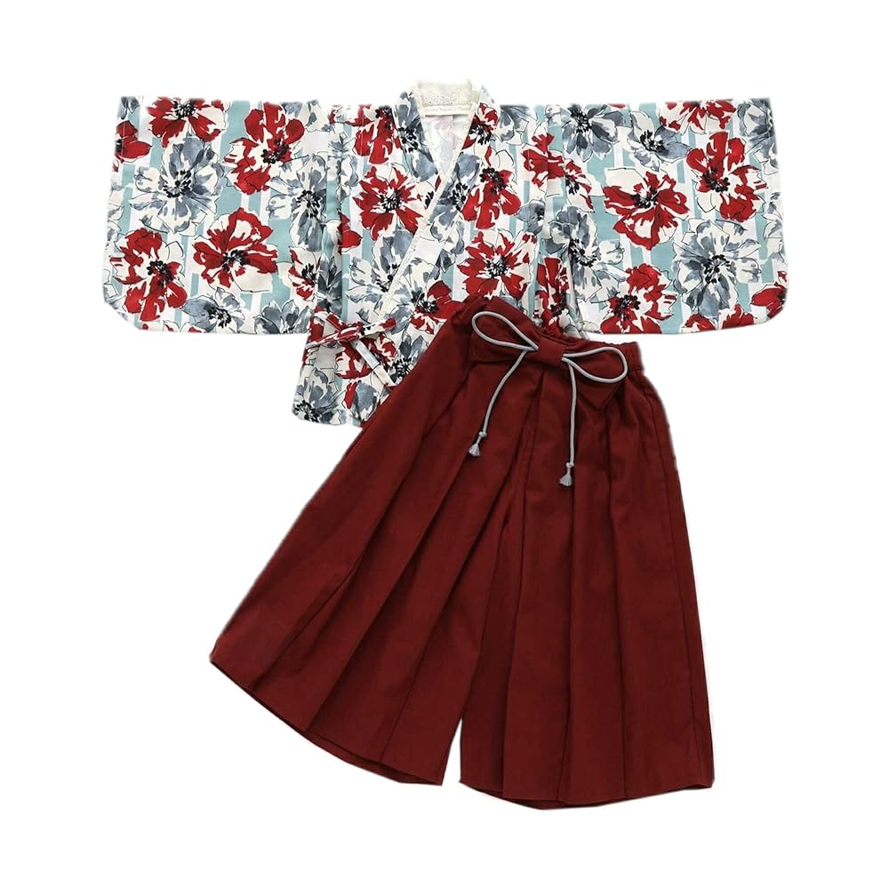 Amazon | [セラフ] キッズ 袴 セット 着物 男の子 女の子 和服